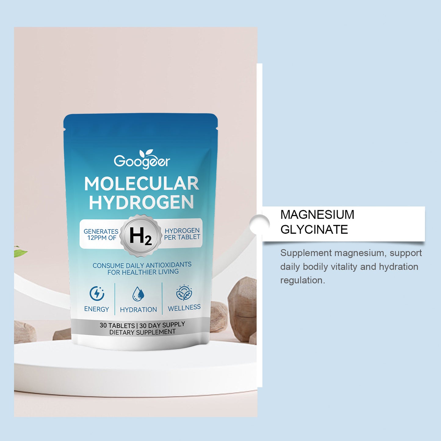 H2 Tablets – Daily Molecular Hydrogen for Energy, Hydration & Cellular Recovery (30 Tablets)